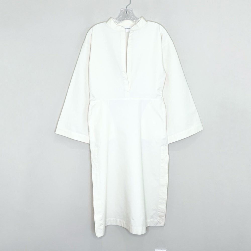 Bondi Born Estel Midi Dress (Sz M) Organic Cotton & Silk Kimono Sleeve Coconut - Picture 4 of 16